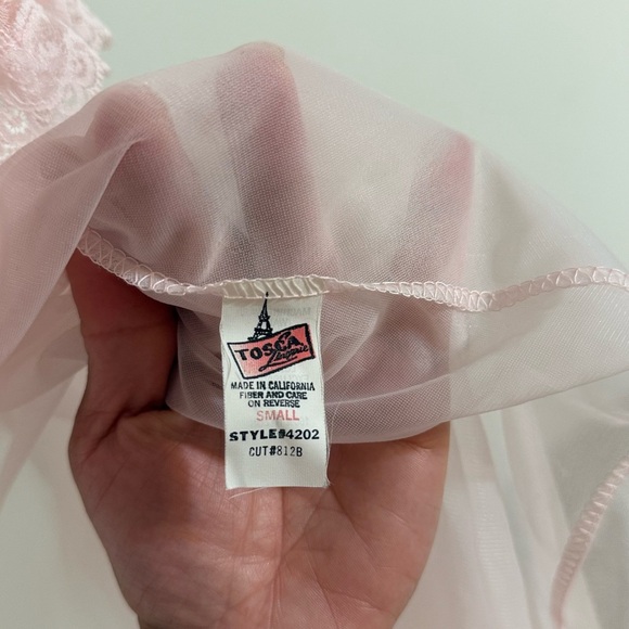 Vintage Tosca Lingerie Sheer Pink Lace Peignoir – Size Small - Picture 15 of 16